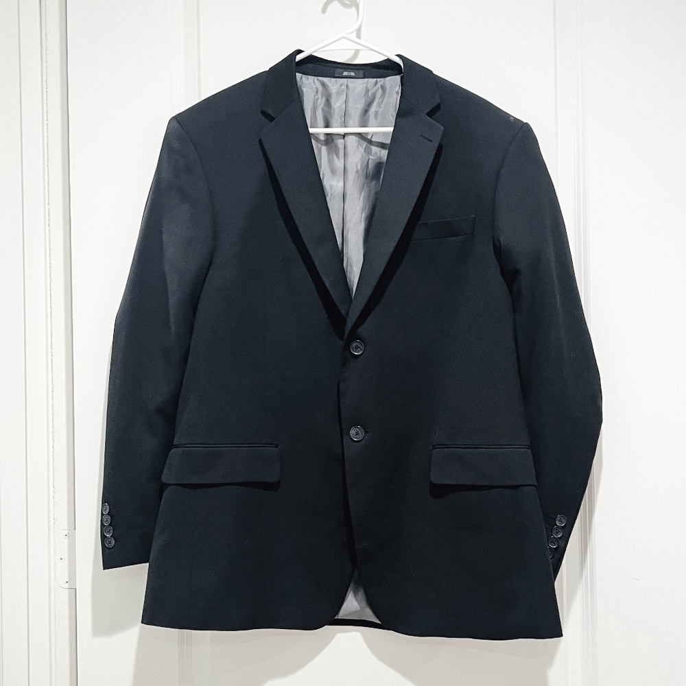 J. Ferrar Mens Tuxedo 42R Blazer Jacket 34x34 Dress Pants Black modern fit Suit - Picture 2 of 16